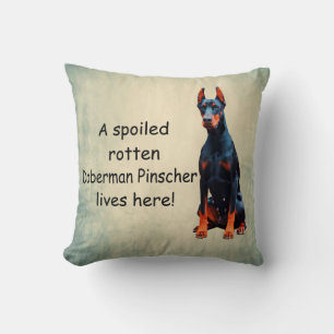 Coussin Un Doberman Pinscher Tourné Vit Ici