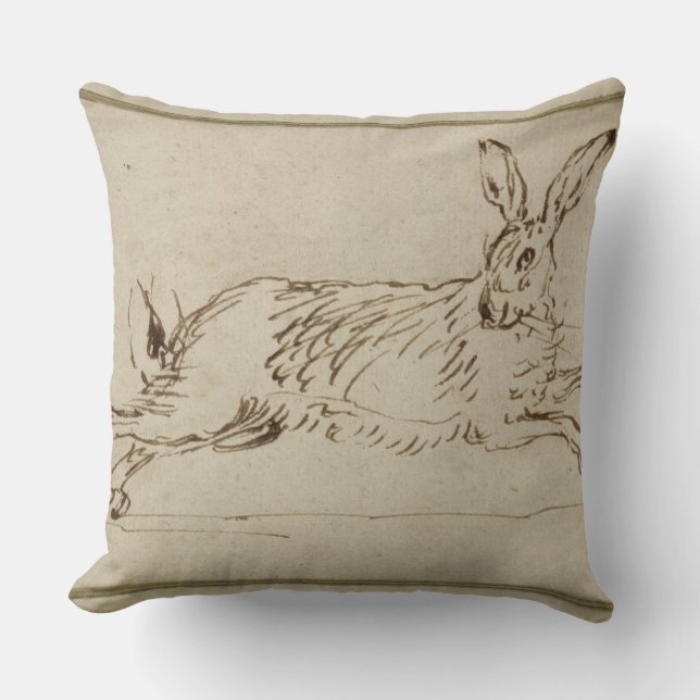 Coussin Un fonctionnement de lièvres, avec des oreilles (Recto)