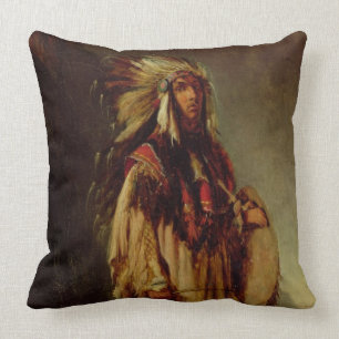 Coussin Un Indien nord-américain dans un paysage étendu,