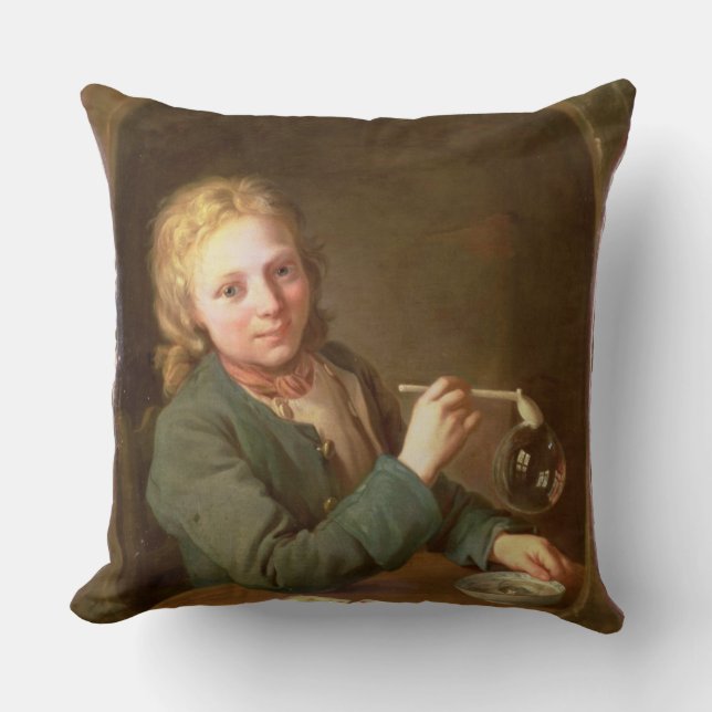 Coussin Un jeune homme souffle des bulles d'un tuyau d'arg (Recto)