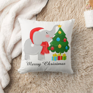 Coussin Un joli arbre de Noël décorant l'éléphant