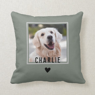 Coussin Un joli vert sentimental avec un chien du coeur No