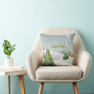 Coussin Un jour d'hiver avec de la neige couverte par un s