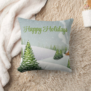 Coussin Un jour d'hiver avec de la neige couverte par un s