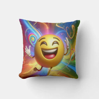 Coussin un joyeux visage sourire dansant avec joie lancer