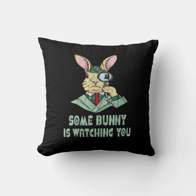 Coussin Un lapin de Pâques vous regarde (Recto)
