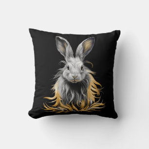 Coussin Un lapin gris génial en feu