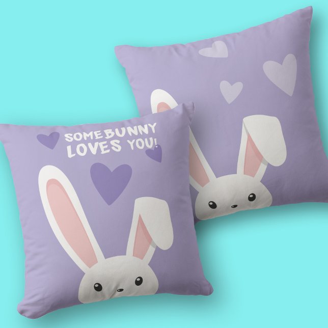 Coussin Un lapin vous aime Coeurs mignons Valentine 2 côté (Créateur téléchargé)