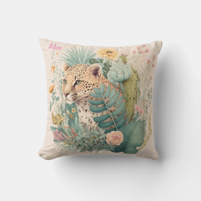 Coussin Un léopard derrière la brousse (Recto)