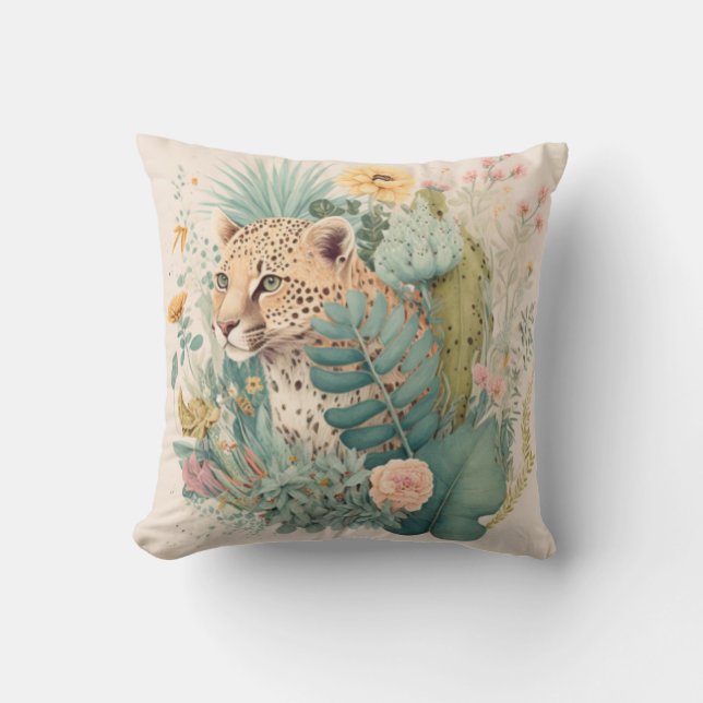 Coussin Un léopard derrière la coutume du buisson (Recto)