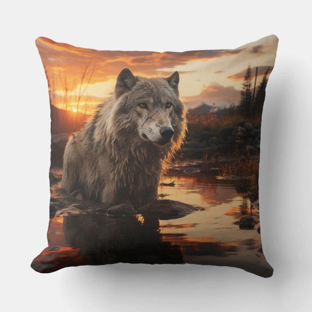Coussin Un loup dans l'oreiller à lancer (Recto)