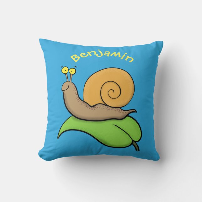 Coussin Un mignon escargot heureux sur une illustration d' (Recto)