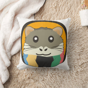 Coussin Un mignon hamster en caricature avec une écharpe m