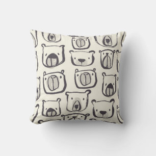 Coussin Un mignon ours, un motif sans couture dessiné à la