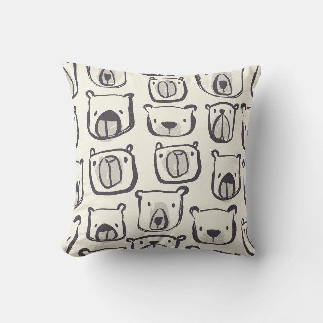 Coussin Un mignon ours, un motif sans couture dessiné à la (Recto)