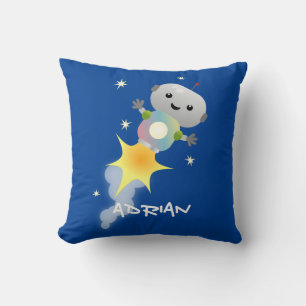Coussin Un mignon robot volant dans l'espace dessin animé