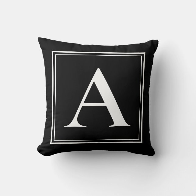 Coussin Un Modèle monogramme Élégant noir blanc moderne (Recto)