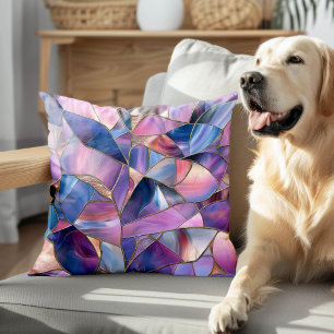 Coussin Un motif de verre coloré tons violets luxueux