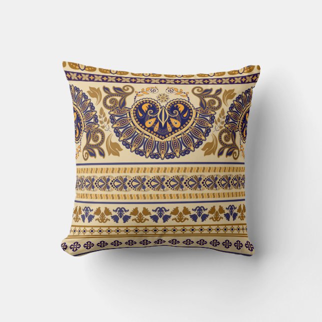 Coussin Un motif égyptien sans couture rayé. Floral coloré (Recto)
