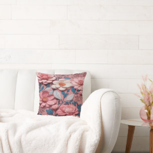 Coussin Un motif floral avec un fond rose