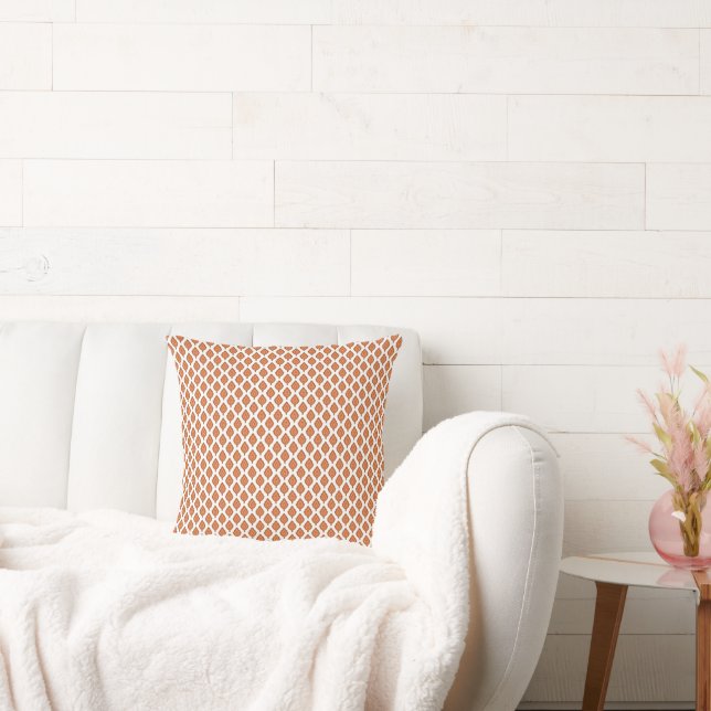 Coussin un motif géométrique orange et blanc (Canapé)