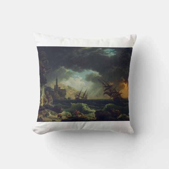 Coussin Un naufrage dans une mer orageuse par Claude-Josep (Recto)