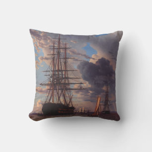 Coussin Un navire et une frégate à l'ancre