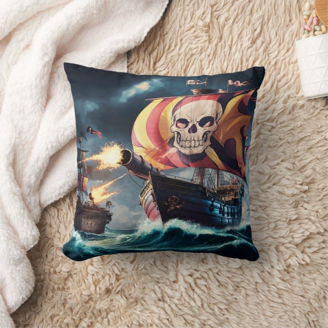 Coussin Un navire pirate participe à une bataille navale a (Couverture)
