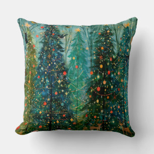 Coussin Un Noël de conte de fées enchanteur en forêt