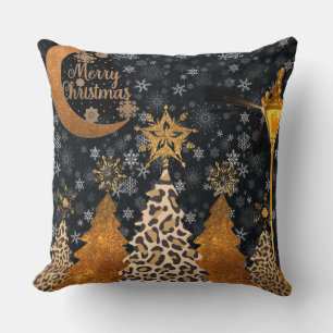 Coussin Un Noël sauvage et glamour avec léopard