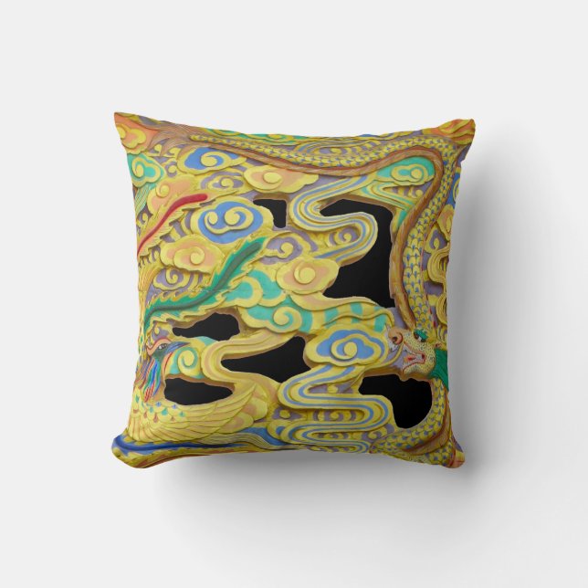 Coussin Un oiseau et un dragon gardent la porte sur un (Recto)