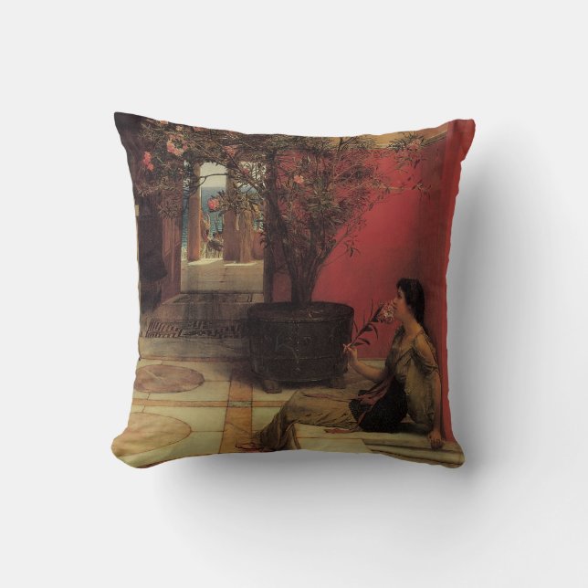 Coussin Un Oleander par Alma Tadema, Fleurs Vintage (Recto)