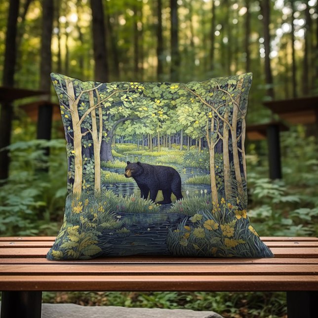 Coussin Un Ours Noir Dans La Forêt, Caroline Du Nord (Créateur téléchargé)