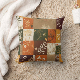 Coussin Un patchwork de feuilles d'automne et de la nature