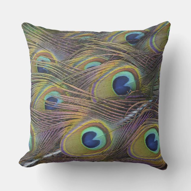 Coussin Un Peacocks Belles Plumes Ouvertes (Recto)