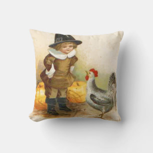 Coussin Un pèlerin et Plymouth Rock de bon thanksgiving
