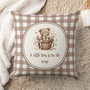 Coussin Un petit ours est en route Café marron neutre