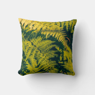 Coussin Un plante de fougères vertes avec des ombres. blan