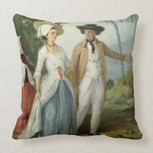 Coussin Un planteur et son épouse, servis par un employé