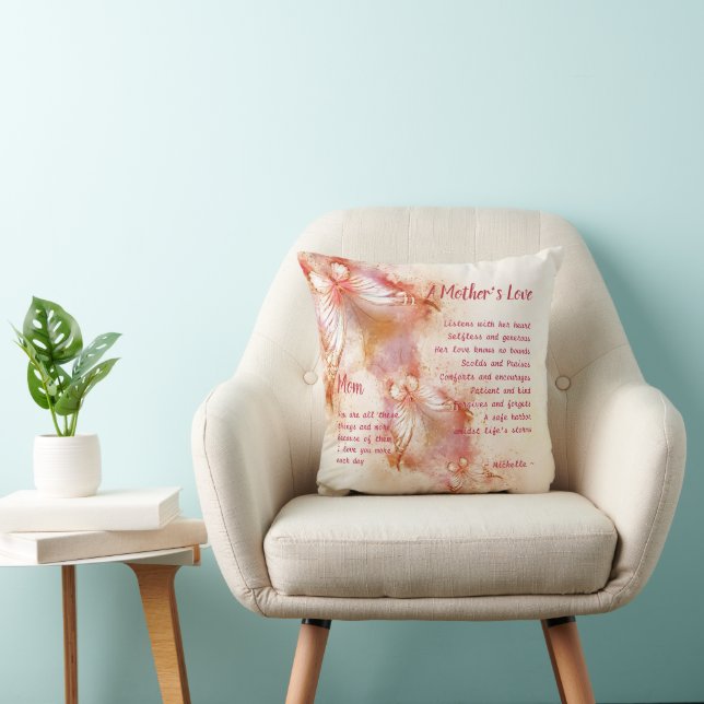 Coussin Un poème d'amour pour la mère Verse Papillon perso (Chaise)
