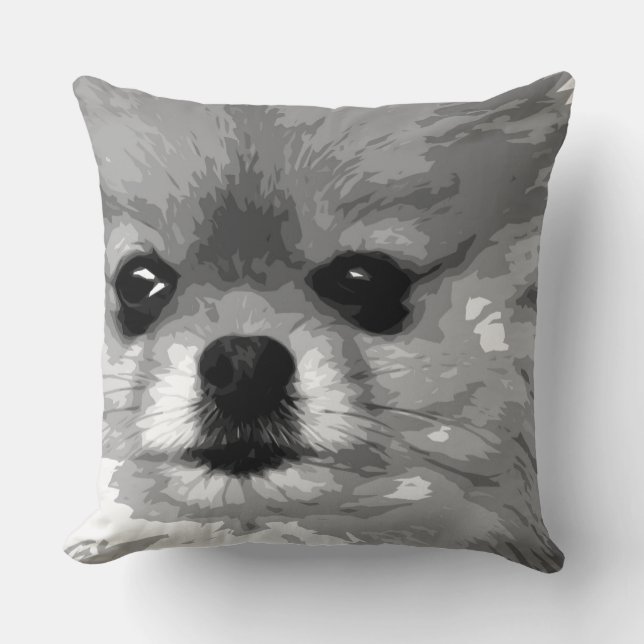 Coussin Un Pomeranian noir et blanc (Recto)