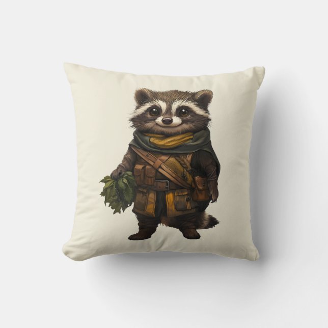 Coussin Un Racoon Rastique (Recto)