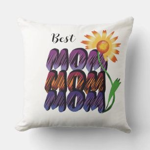 Coussin "Un script floral vibrant pour la fête des mères."