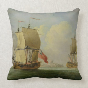 Coussin Un sloop anglais et une frégate dans une brise