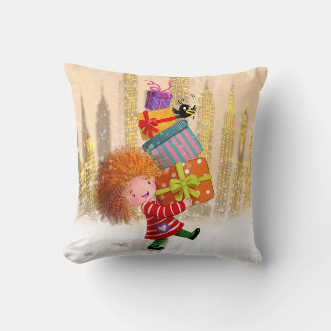 Coussin Un tas de cadeaux et de rires (Recto)