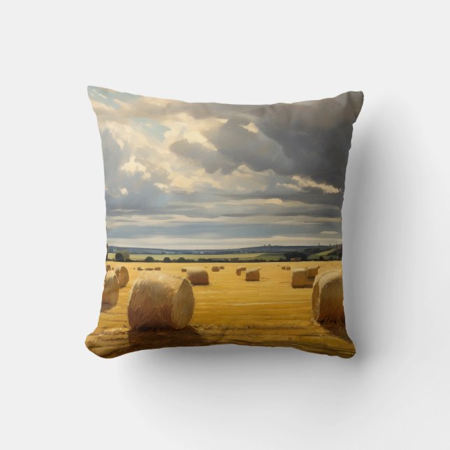 Coussin Un Terrain D'Haystaches D'Or En Automne (Recto)