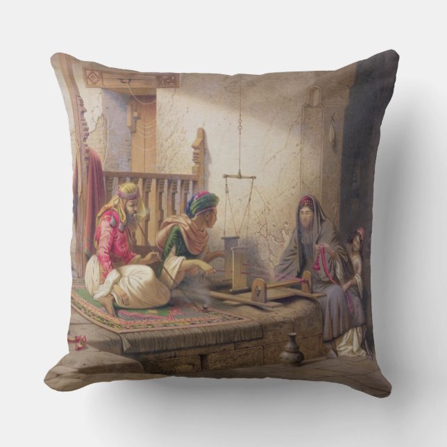 Coussin Un tisserand en Esna, une de 24 illustrations (Recto)