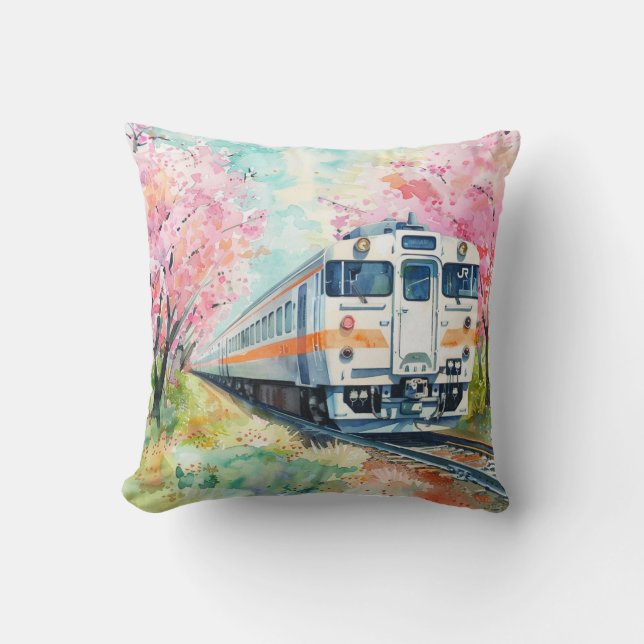 Coussin Un train au printemps (Recto)