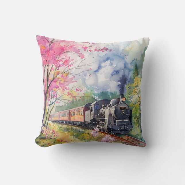 Coussin Un train au printemps (Recto)