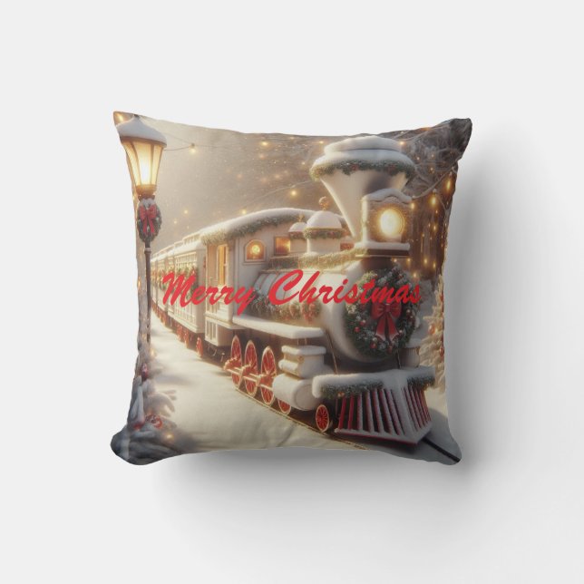 Coussin Un train de Noël magique pour Wonderland (Recto)